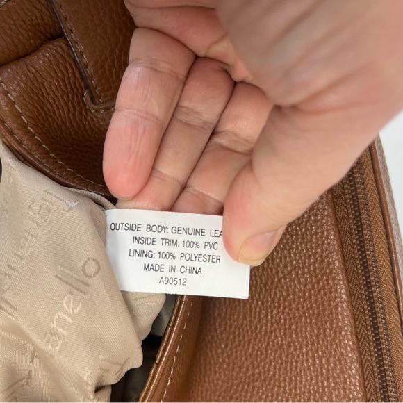 Tignanello brown leather shoulder bag with cinch belted top/multi-compartments - Picture 13 of 16